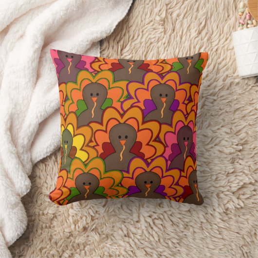 おもしろいカラフル感謝祭の七面鳥 クッション (ブランケット)