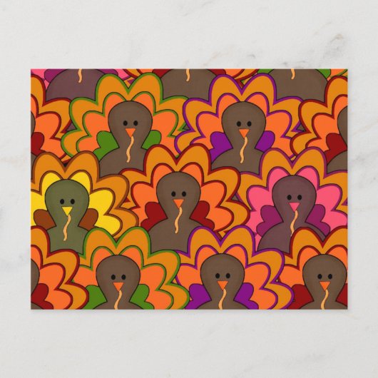 おもしろいカラフル感謝祭の七面鳥 シーズンポストカード (正面)