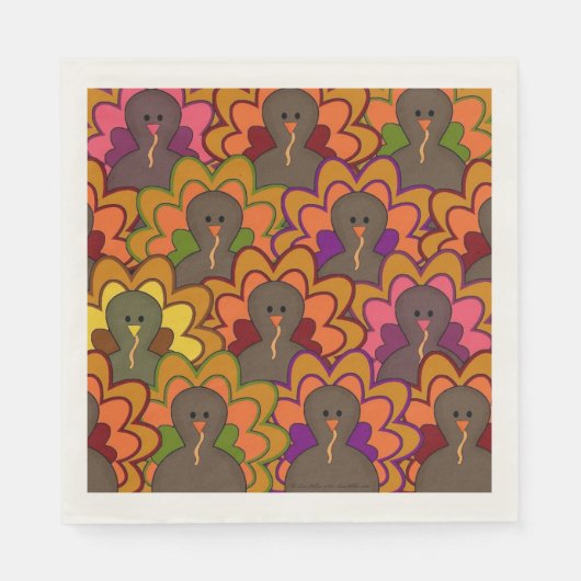 おもしろいカラフル感謝祭タキーズホリデーナプキンス スタンダードランチョンナプキン (正面)