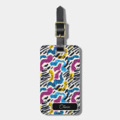 おもしろいカラフル抽象芸術の動物型のスケッチ ラゲッジタグ (正面縦)