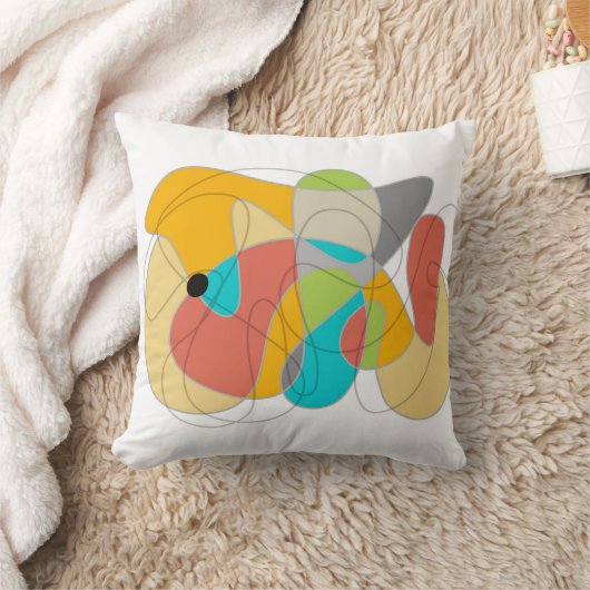 おもしろいカラフル抽象芸術アートボホオレンジターコイズ クッション (ブランケット)