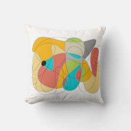 おもしろいカラフル抽象芸術アートボホオレンジターコイズ クッション