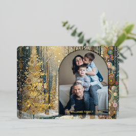 おもしろいカラフル抽象芸術ウィンターワンダーランドアート金ゴールド 箔シーズンカード