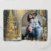 おもしろいカラフル抽象芸術ウィンターワンダーランドアート金ゴールド 箔シーズンカード (正面)