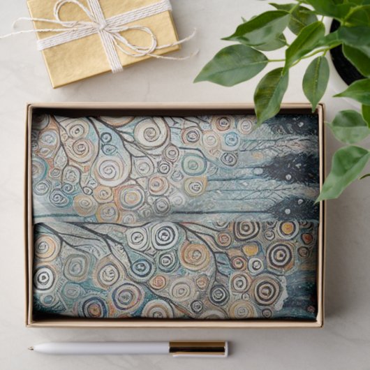 おもしろいカラフル抽象芸術ウィンターワンダーランドアート 薄葉紙 (ギフト)