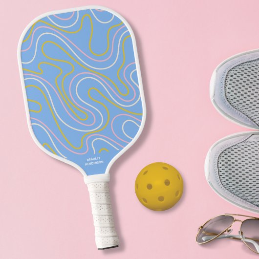 おもしろいカラフル抽象芸術ドールラインカスタム文字 ピックルボールラケット