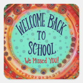 おもしろいカラフル新学期かわいい スクエアシール (正面)