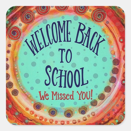 おもしろいカラフル新学期かわいい スクエアシール (正面)