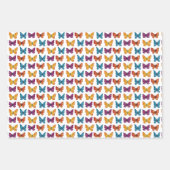 おもしろいカラフル新学期水色バタフライ ラッピングペーパーシート (正面3)