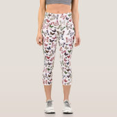 おもしろいカラフル春バタフライデザイン カプリレギンス (正面)