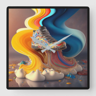 おもしろいカラフル時計 スクエア壁時計