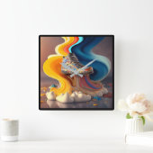 おもしろいカラフル時計 スクエア壁時計 (ホーム)