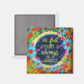 おもしろいカラフル最初の試行引用文インスパイアフローラ マグネット (正面/裏面)