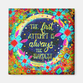 おもしろいカラフル最初の試行引用文インスパイアフローラ マグネット (正面)