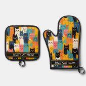 おもしろいカラフル最高の顔 鍋つかみ&鍋敷きセット (正面)