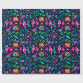 おもしろいカラフル様式化フローラ包装紙 ラッピングペーパー (フラット)
