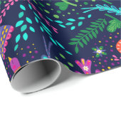 おもしろいカラフル様式化フローラ包装紙 ラッピングペーパー (ロールコーナー)