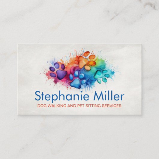 おもしろいカラフル水彩画 名刺 (正面)