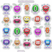 おもしろいカラフル漫画の怪物 シール (正面)