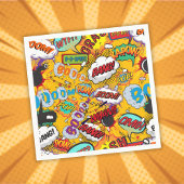 おもしろいカラフル漫画ブックタイポグラフィ スタンダードカクテルナプキン