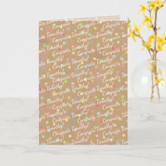 おもしろいカラフル点々のある大事な行事おめでとう カード (黄色い花)