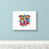 おもしろいカラフル犬ピットブル キャンバスプリント (インサイチュ (ウッドフロア))