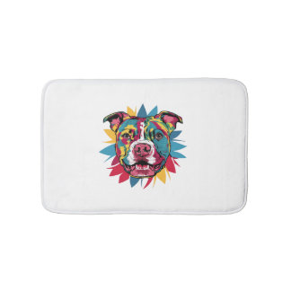 おもしろいカラフル犬ピットブル バスマット