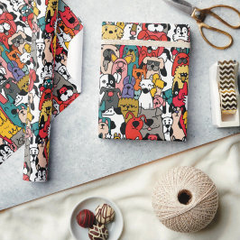 おもしろいカラフル犬 ラッピングペーパー