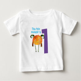 おもしろいカラフル私の小さなモンスターの最初の誕生日 ベビーTシャツ