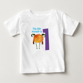 おもしろいカラフル私の小さなモンスターの最初の誕生日 ベビーTシャツ