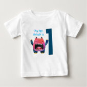 おもしろいカラフル私の小さなモンスター最初の誕生日bab ベビーTシャツ (正面)