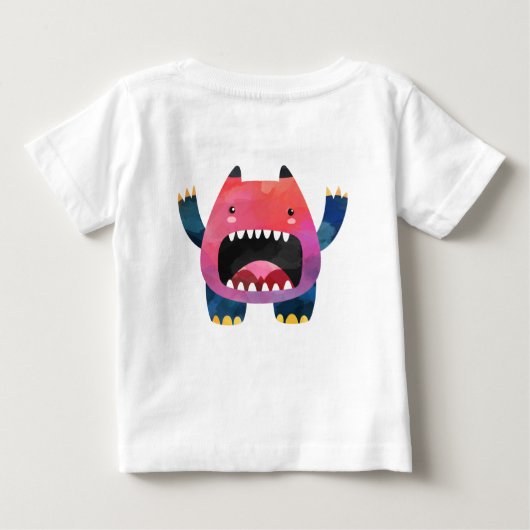 おもしろいカラフル私の小さなモンスター最初の誕生日bab ベビーTシャツ (裏面)