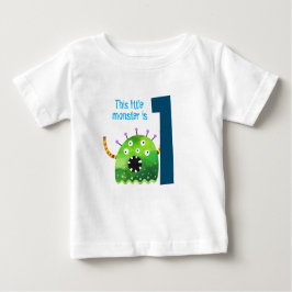 おもしろいカラフル私の小さなモンスター最初の誕生日bab ベビーTシャツ