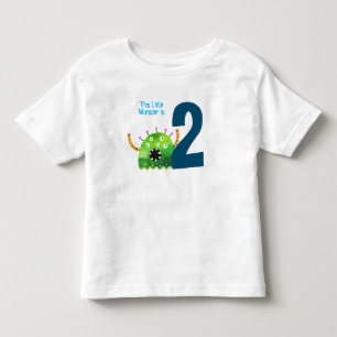 おもしろいカラフル私の小さなモンスター2歳の誕生日 トドラーTシャツ