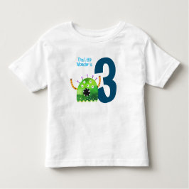 おもしろいカラフル私の小さなモンスター3歳の誕生日 トドラーTシャツ