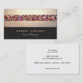 おもしろいカラフル紙吹雪ストライプの金ゴールドパーティープランナー 名刺 (正面/裏面)