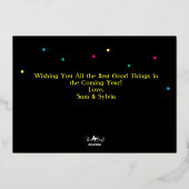 おもしろいカラフル紙吹雪ハッピー20xx 5 x 7写真 箔シーズンカード (裏面)