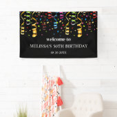 おもしろいカラフル紙吹雪リボン誕生日へようこそ 横断幕 (インサイチュ)