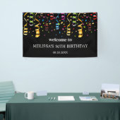 おもしろいカラフル紙吹雪リボン誕生日へようこそ 横断幕 (トレードショー)