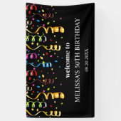 おもしろいカラフル紙吹雪リボン誕生日へようこそ 横断幕 (縦)