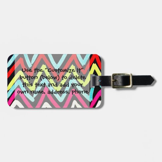 おもしろいカラフル絵を描 Chevron Tribal ZigZag ストライプの ラゲッジタグ (正面横)