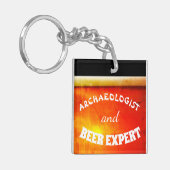 おもしろいカラフル考古学者・ビール専門家 キーホルダー (正面左)