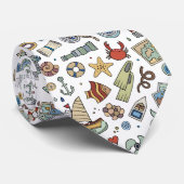 おもしろいカラフル航海の沿岸ビーチイラストレーション ネクタイ (ロール)