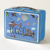 おもしろいカラフル航空 メタルランチボックス (正面)