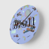 おもしろいカラフル航空 ラウンド壁時計 (傾斜)