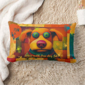 おもしろいカラフル芸術的犬 ランバークッション (ブランケット)