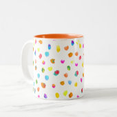 おもしろいカラフル虹色水玉模様 ツートーンマグカップ (正面左)
