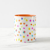 おもしろいカラフル虹色水玉模様 ツートーンマグカップ (中央)