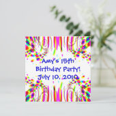 おもしろいカラフル誕生会!招待状 招待状 (スタンド正面)