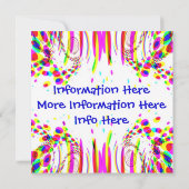 おもしろいカラフル誕生日パーティーの招待 招待状 (裏面)